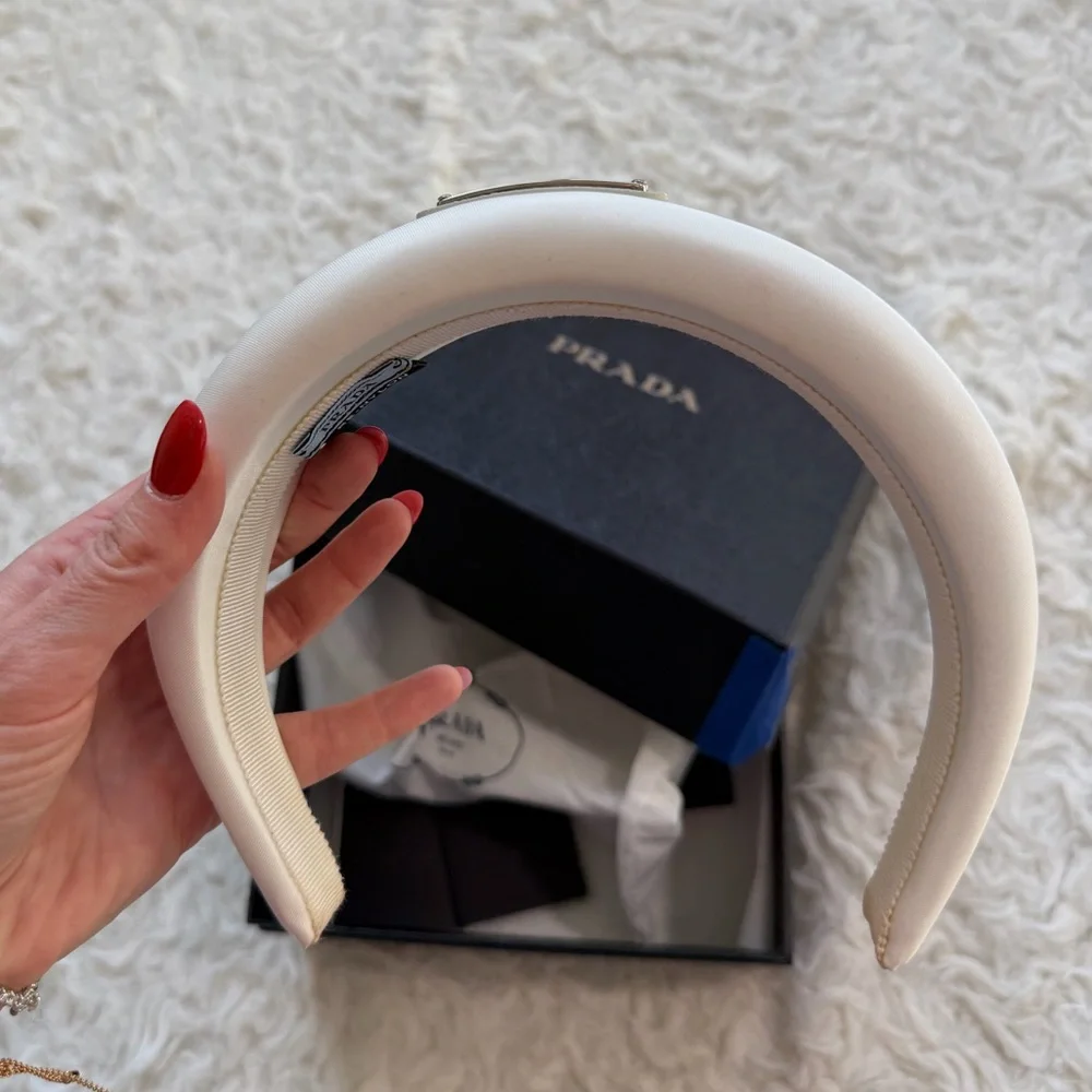 Authentic Prada White Re-Nylon Headband with full set - Picture 6 of 16